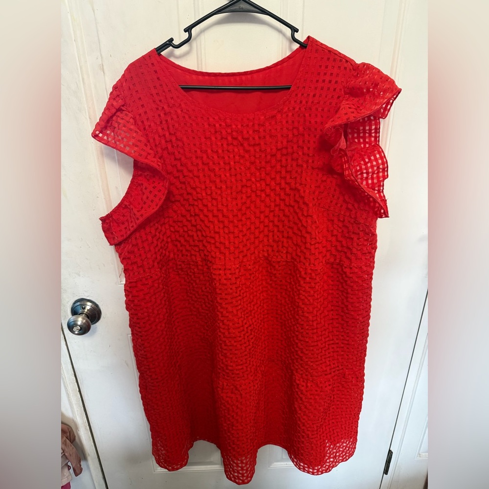 Plus Size Red Sleeveless Textured Dress